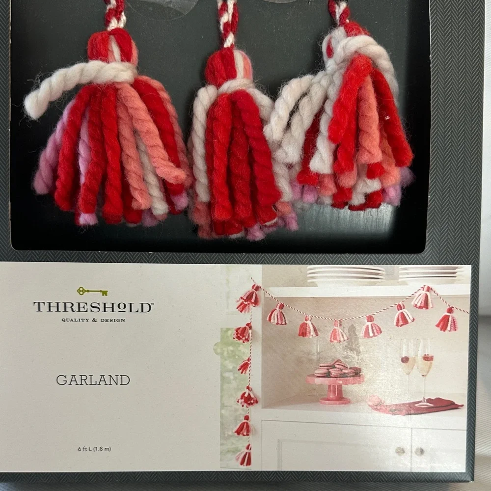 Threshold Festive Red and Pink Tassel Garland